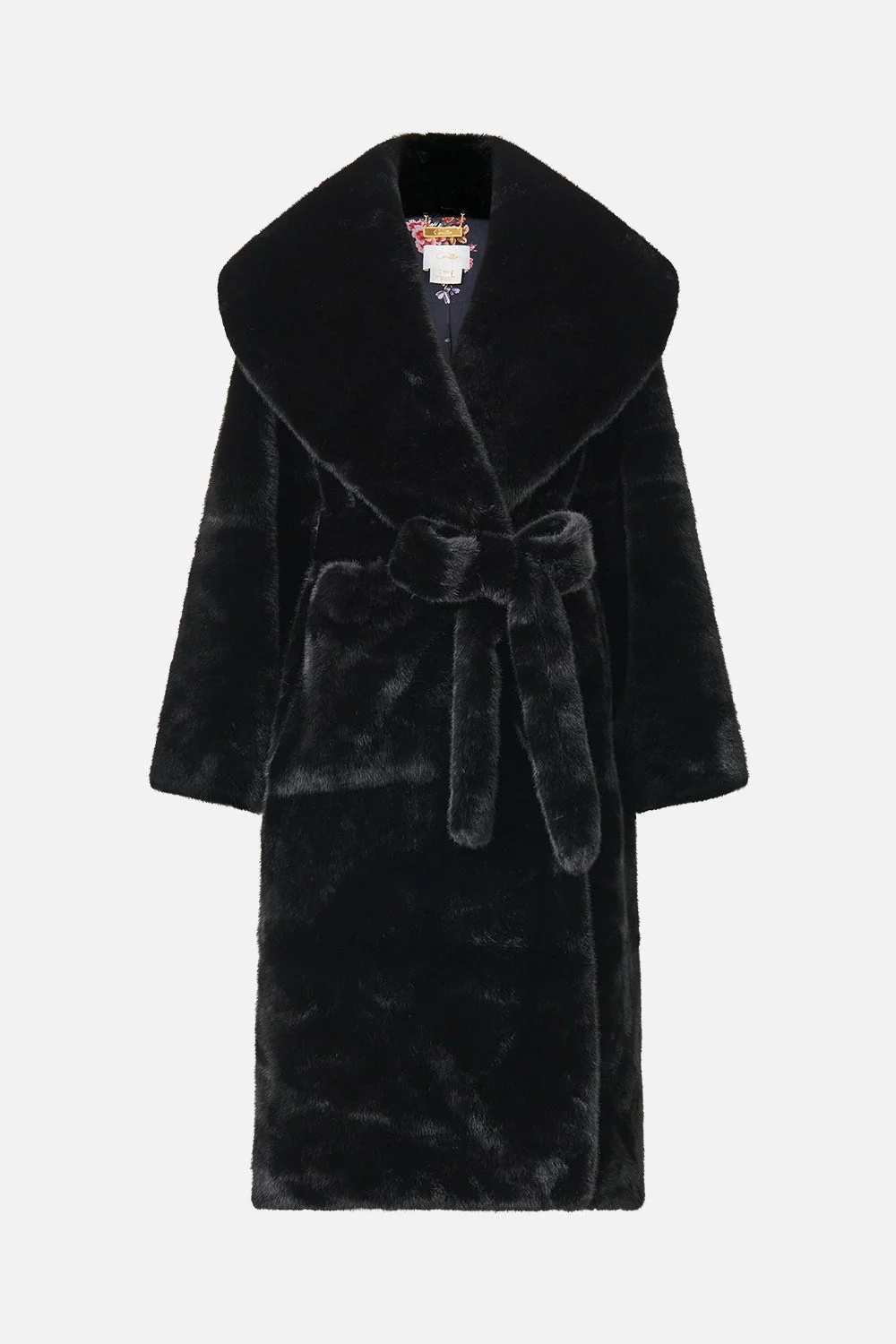 FAUX FUR LONG WRAP COAT NIGHT GARDEN - 1