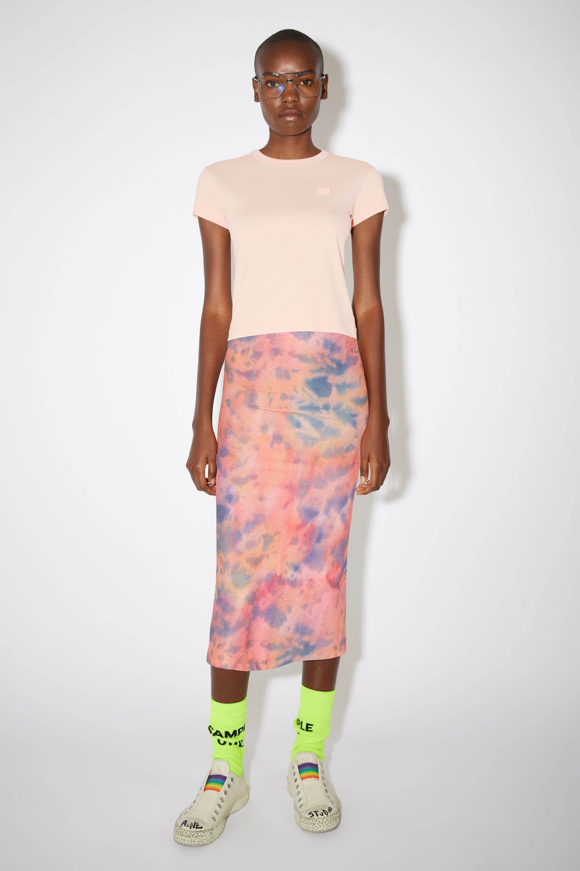 Jersey midi skirt - Peach orange - 2