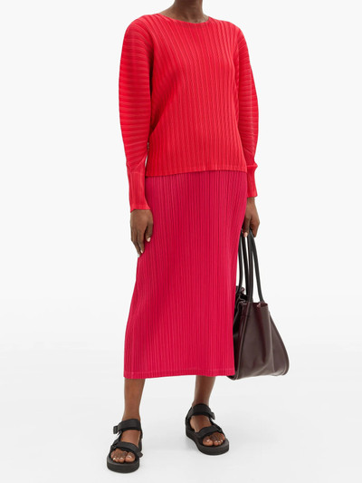 Pleats Please Issey Miyake Dolman-sleeve technical-pleated top outlook