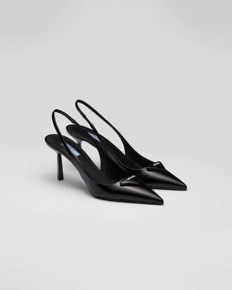 Prada Brushed leather slingback pumps outlook