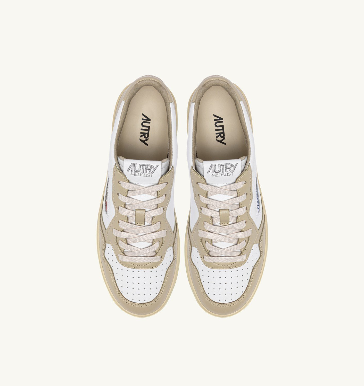 MEDALIST LOW SNEAKERS BICOLOR IN WHITE AND TIDAL FOAM LEATHER - 5