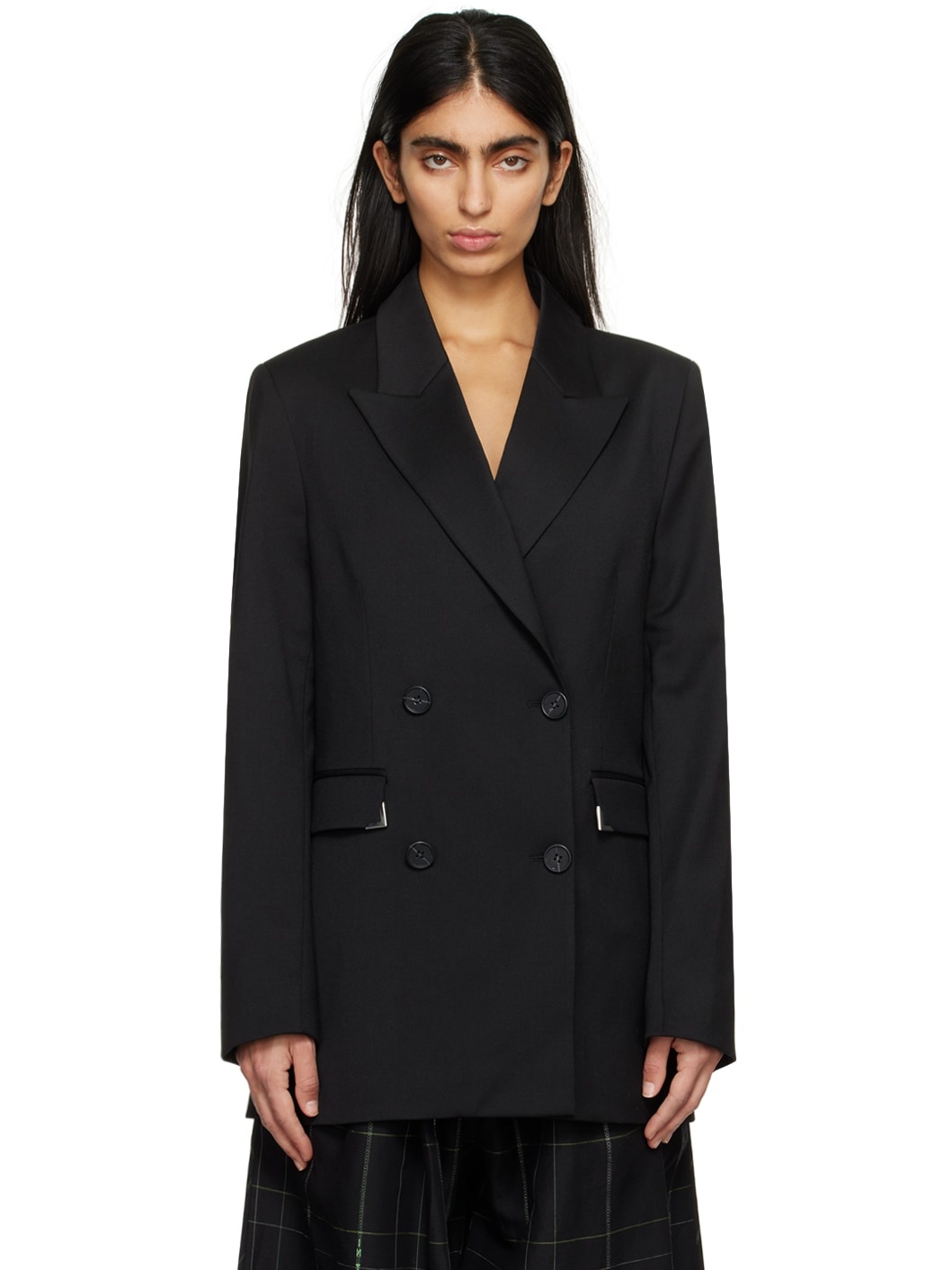 Black Double-Breasted Blazer - 1