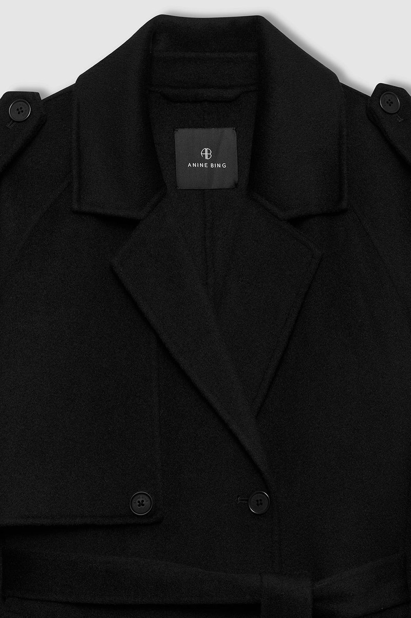 Rickie Maxi Trench - Black Cashmere Blend 4