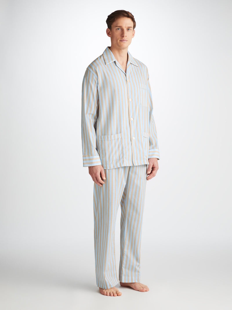 Men's Classic Fit Pajamas Amalfi 20 Cotton Batiste Blue - 2