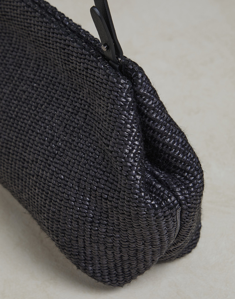 Techno raffia shoulder bag with monili 3