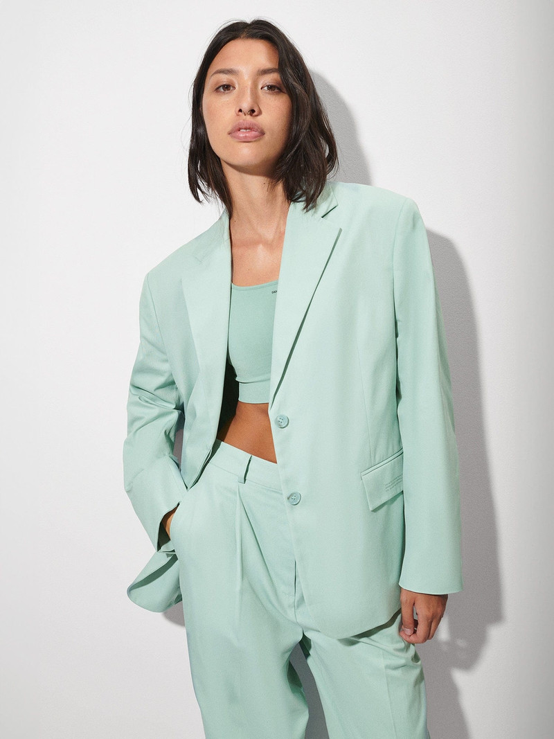 PANGAIA Women's Organic Cotton Oversized Tailored Blazer - Eucalyptus Blue outlook