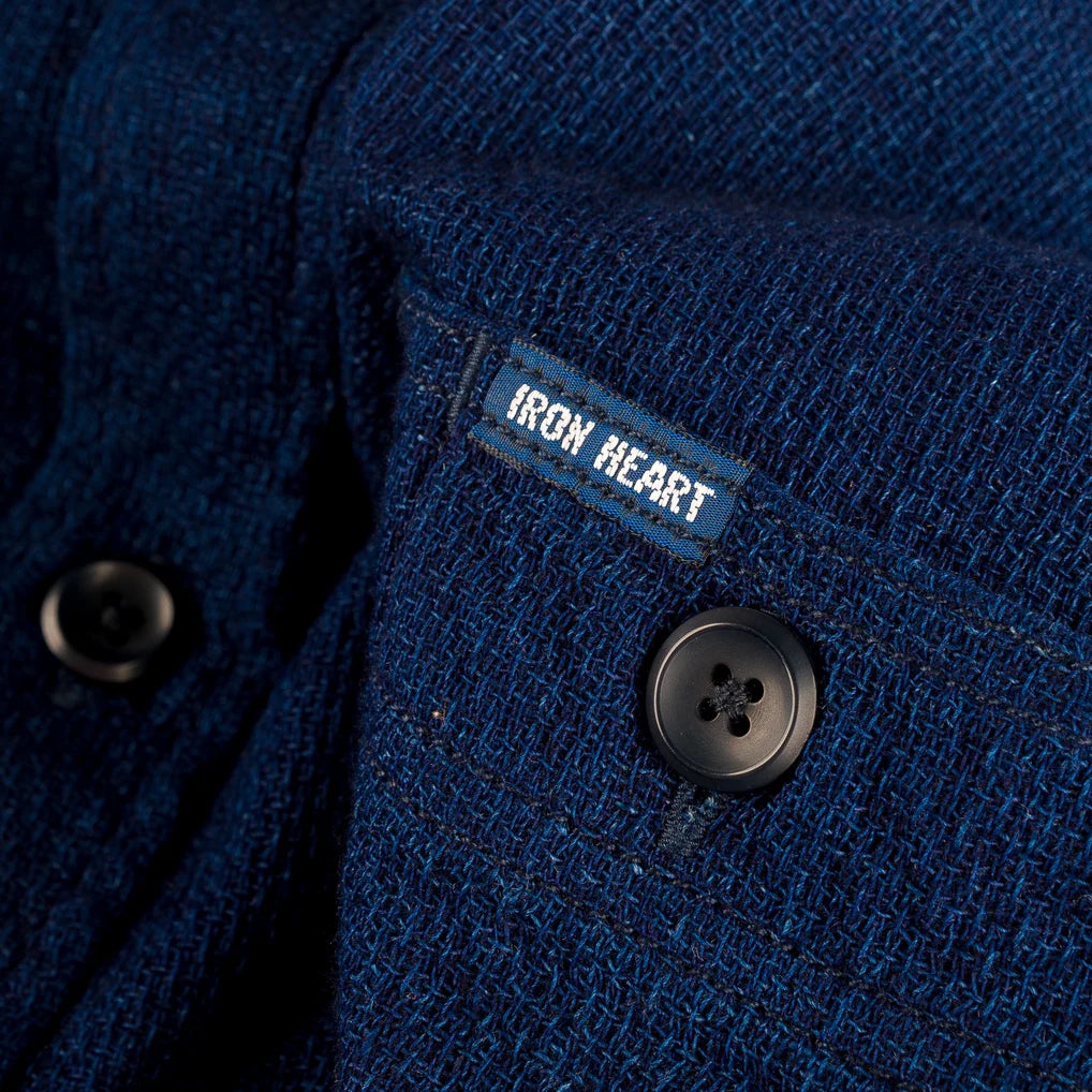 IHSH-417-IND 5oz Double Gauze Short Sleeved Work Shirt Indigo - 5