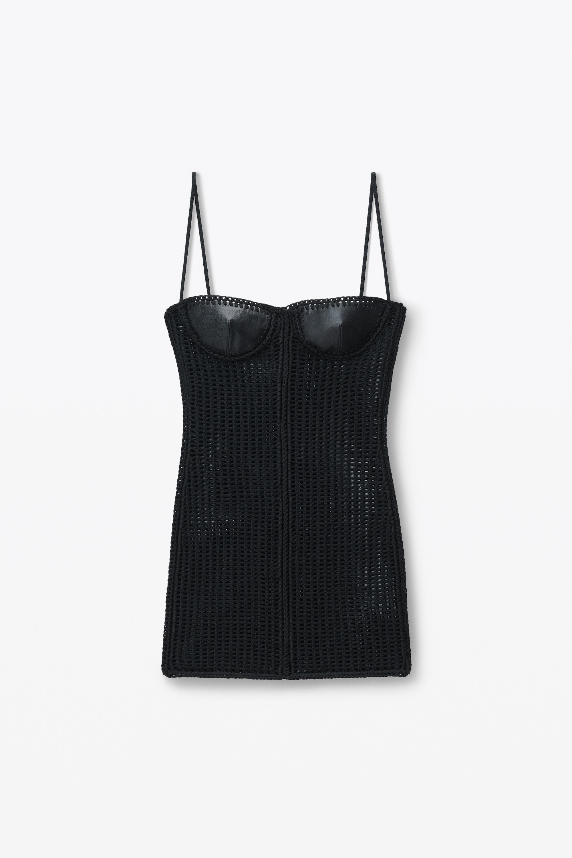 Crochet Minidress with Leather Bust - 1