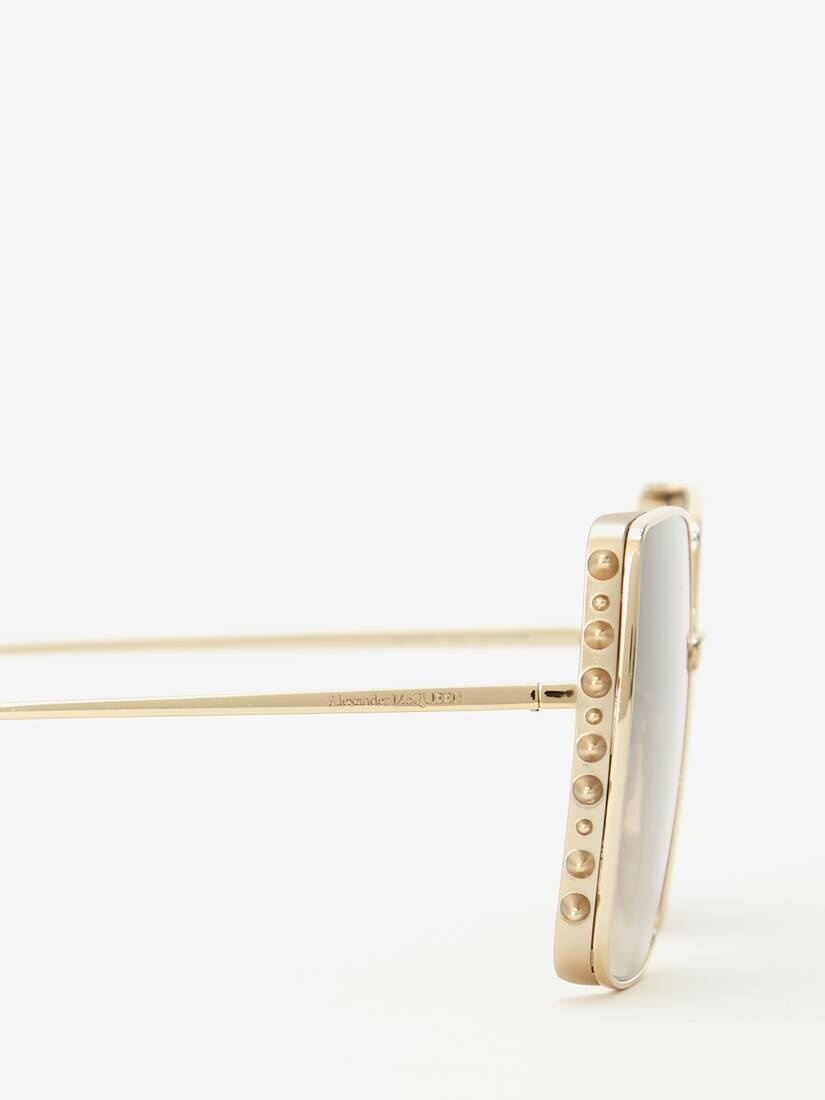 Punk Stud Square Sunglasses in Gold - 4