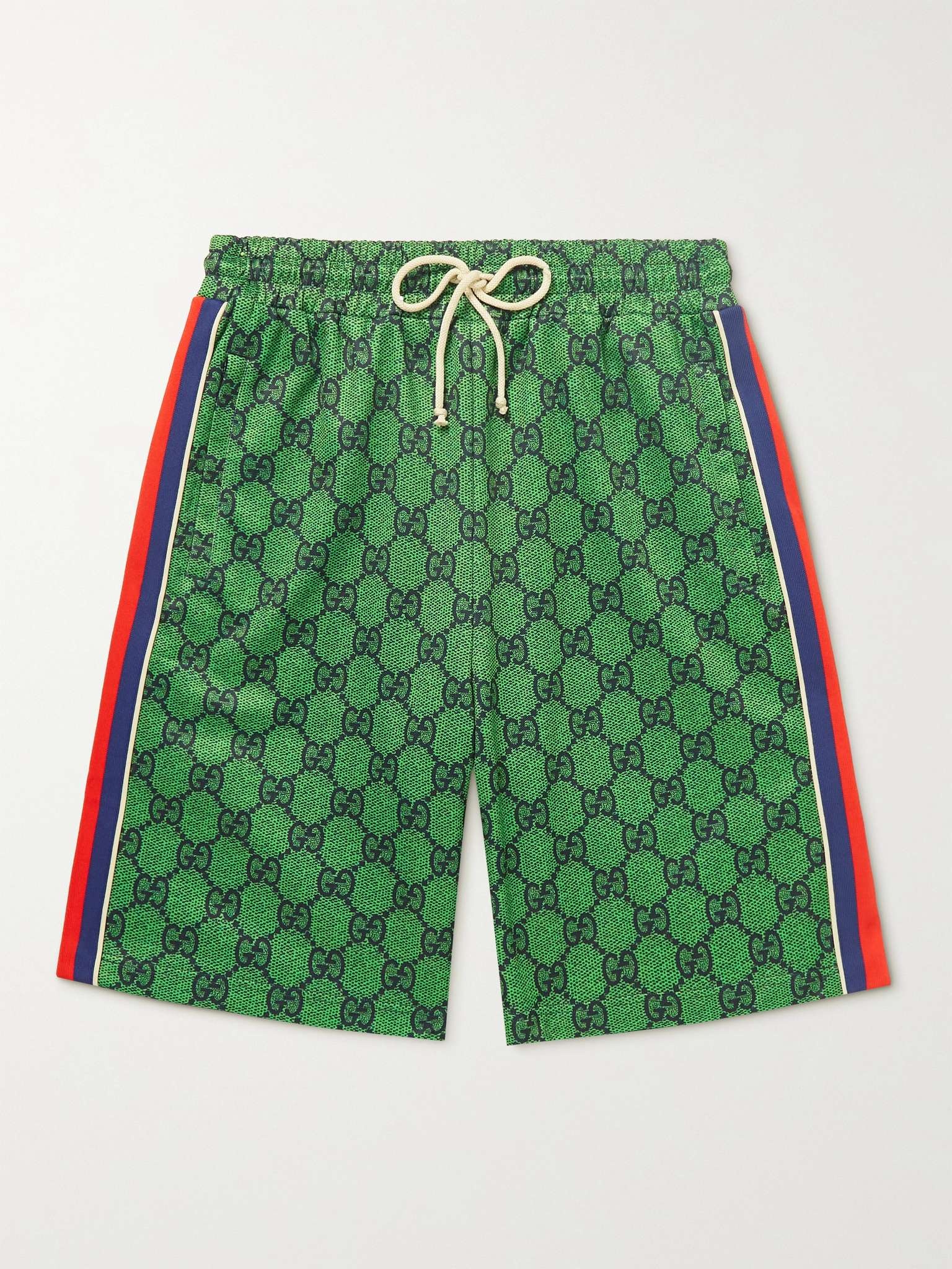 Webbing-Trimmed Monogrammed Tech-Jersey Drawstring Shorts - 6