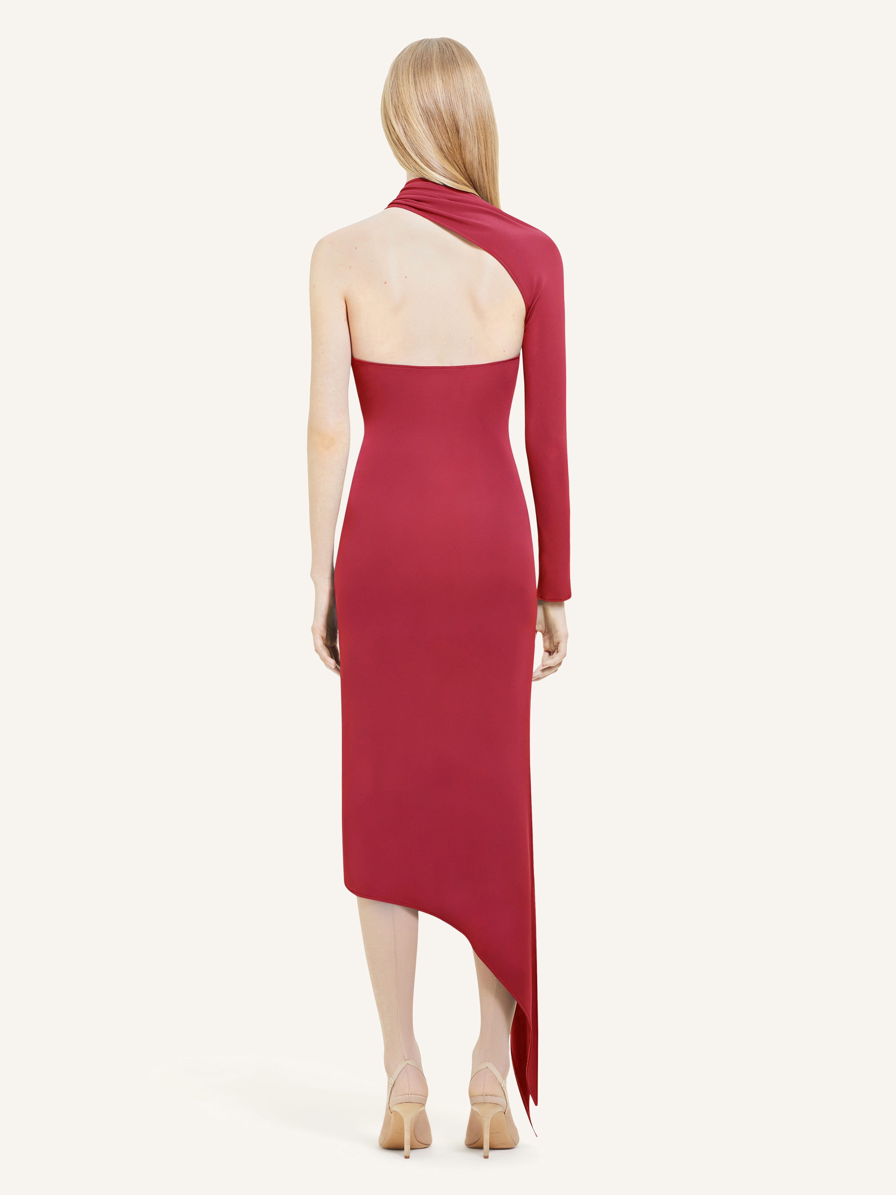 LONG SLASH CREPE DRESS - 3