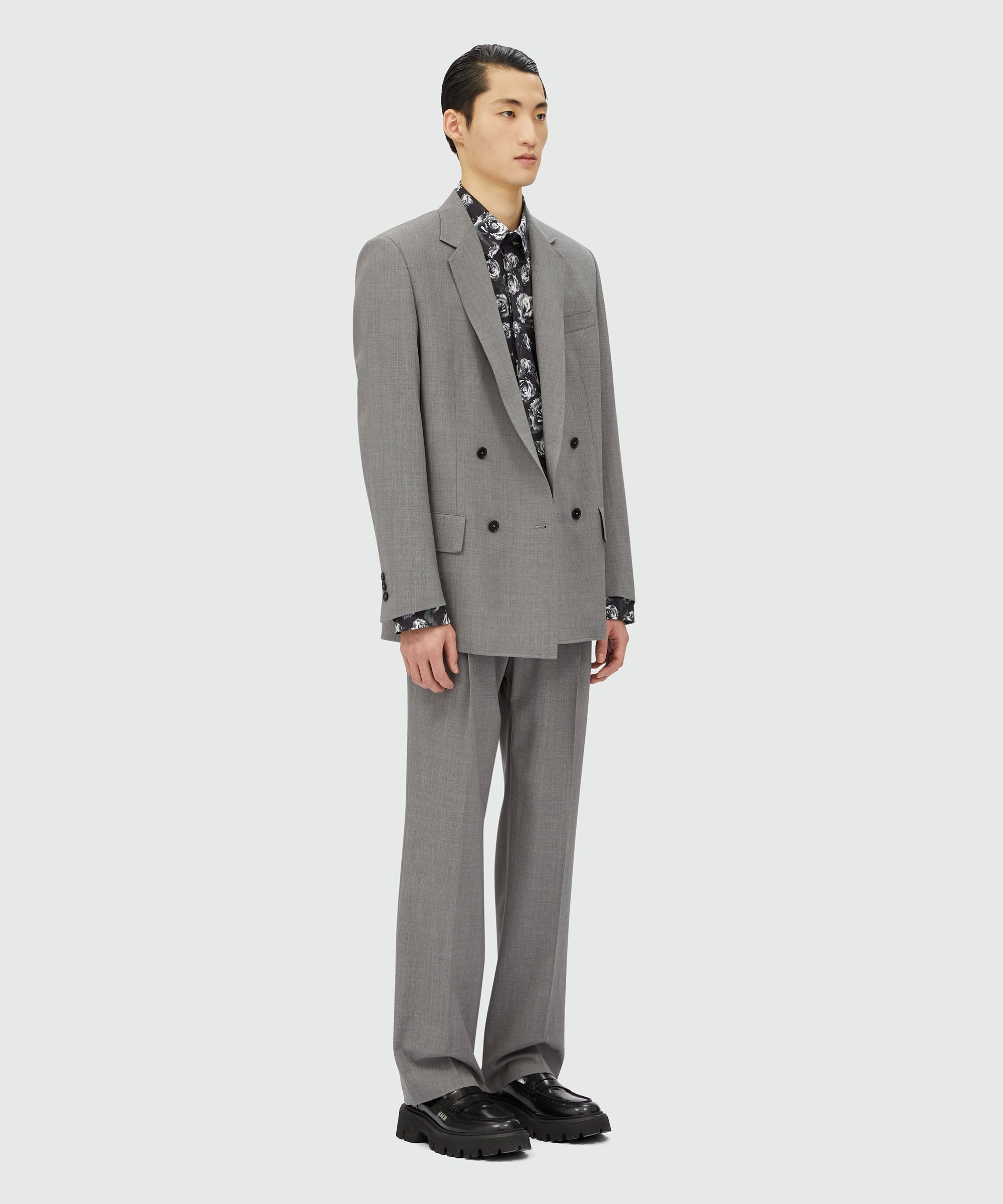 Grey virgin wool pants with pleats - 4