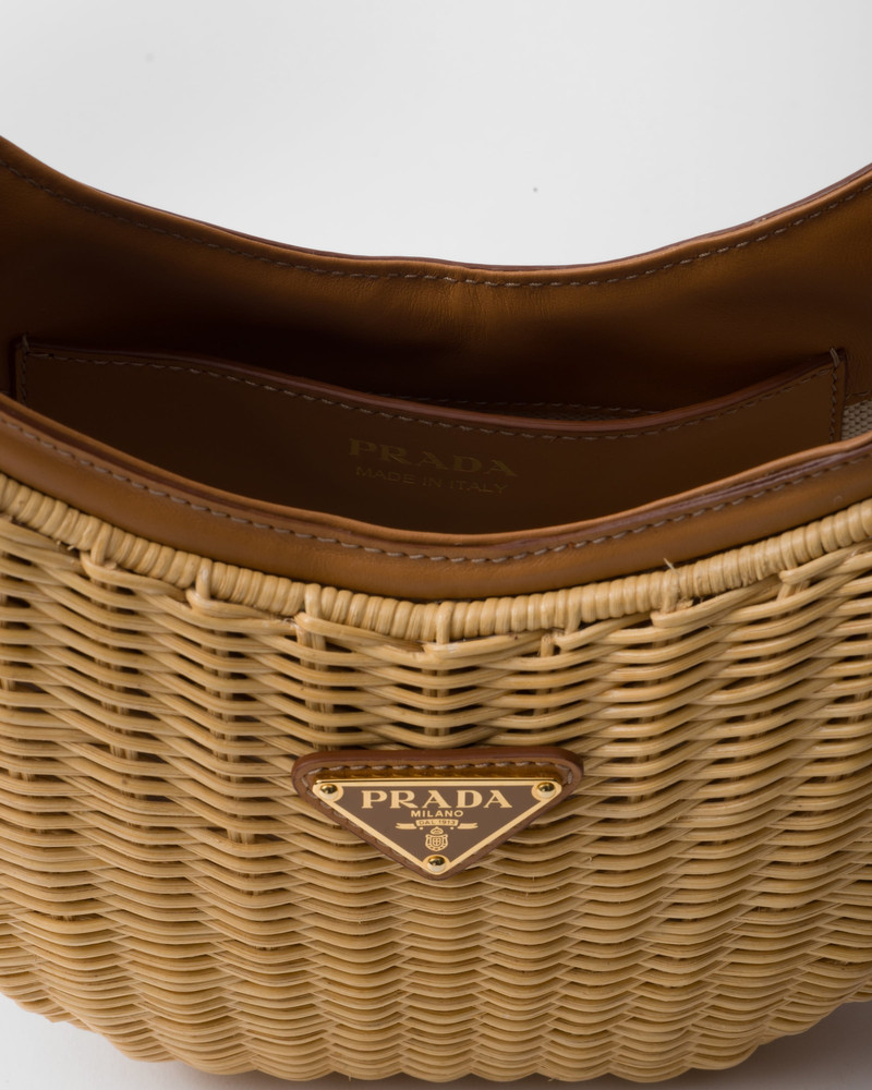 Prada Arqué woven fabric and leather bag 5