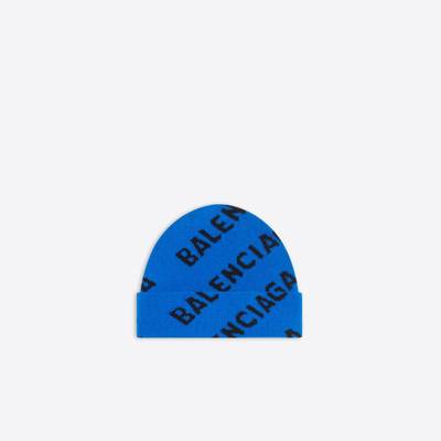 BALENCIAGA Allover Logo Beanie  in Blue outlook