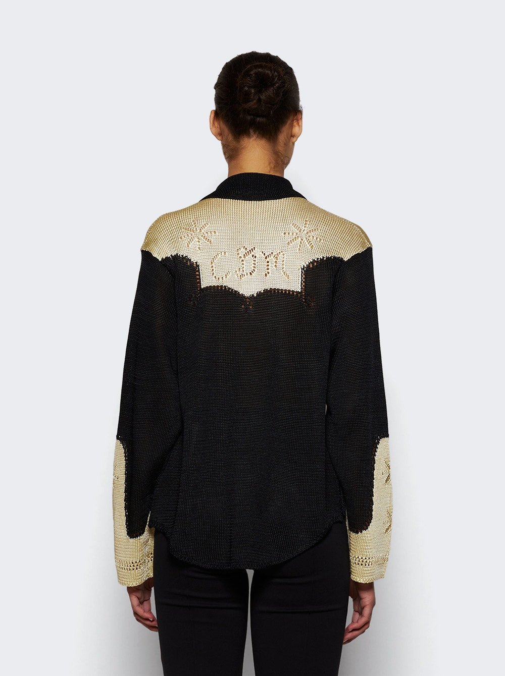 Western Pointelle Shirt Black And Jasmine - 5
