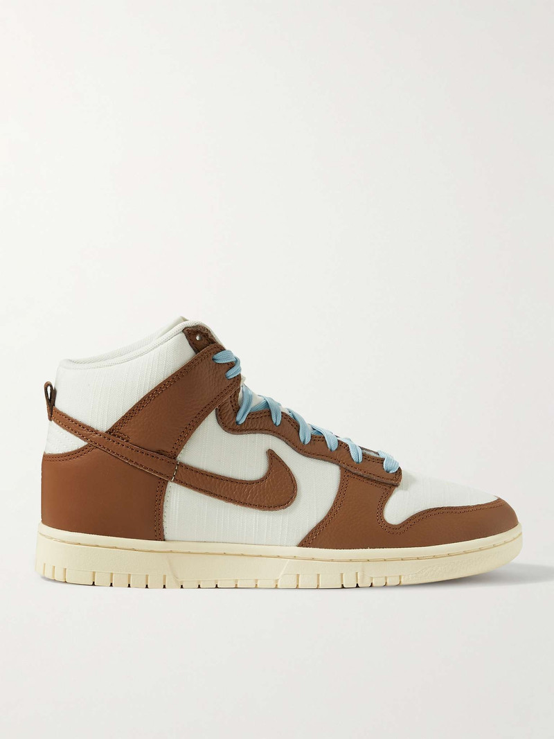 Dunk Retro Full-Grain Leather-Trimmed Canvas High-Top Sneakers - 1