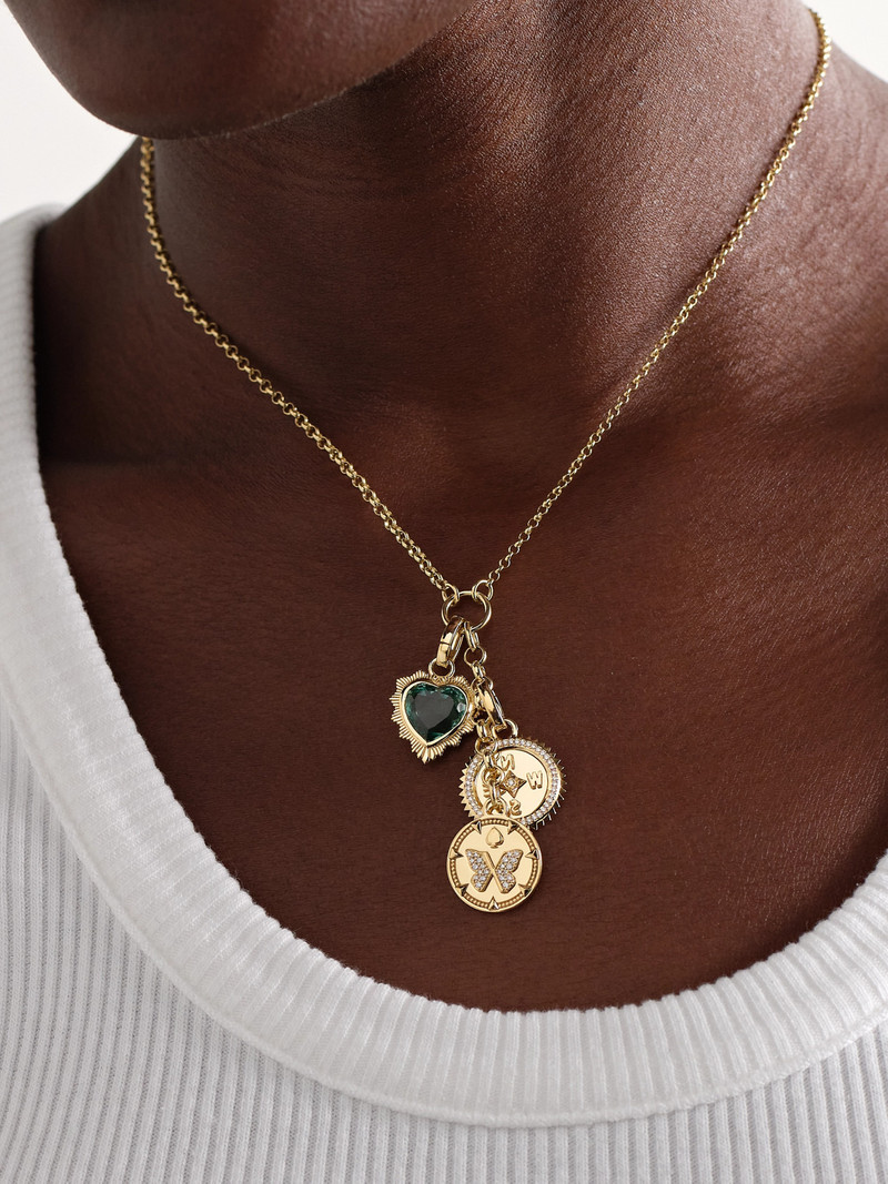 FOUNDRAE Reverie, Internal Compass & Gemstone Heart 18-karat Gold, Prasiolite And Diamond Necklace outlook