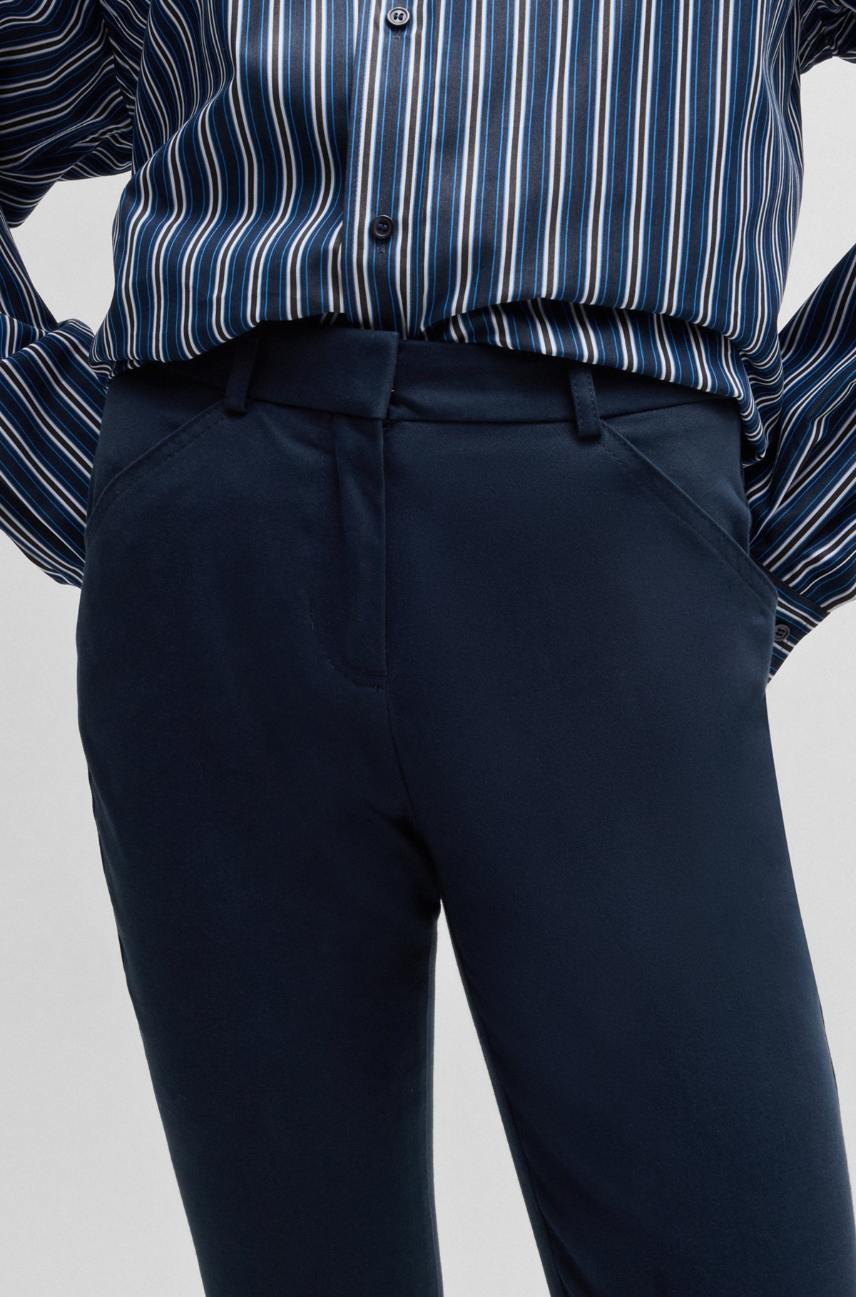 FLARED TROUSERS IN BRUSHED STRETCH COTTON - 5