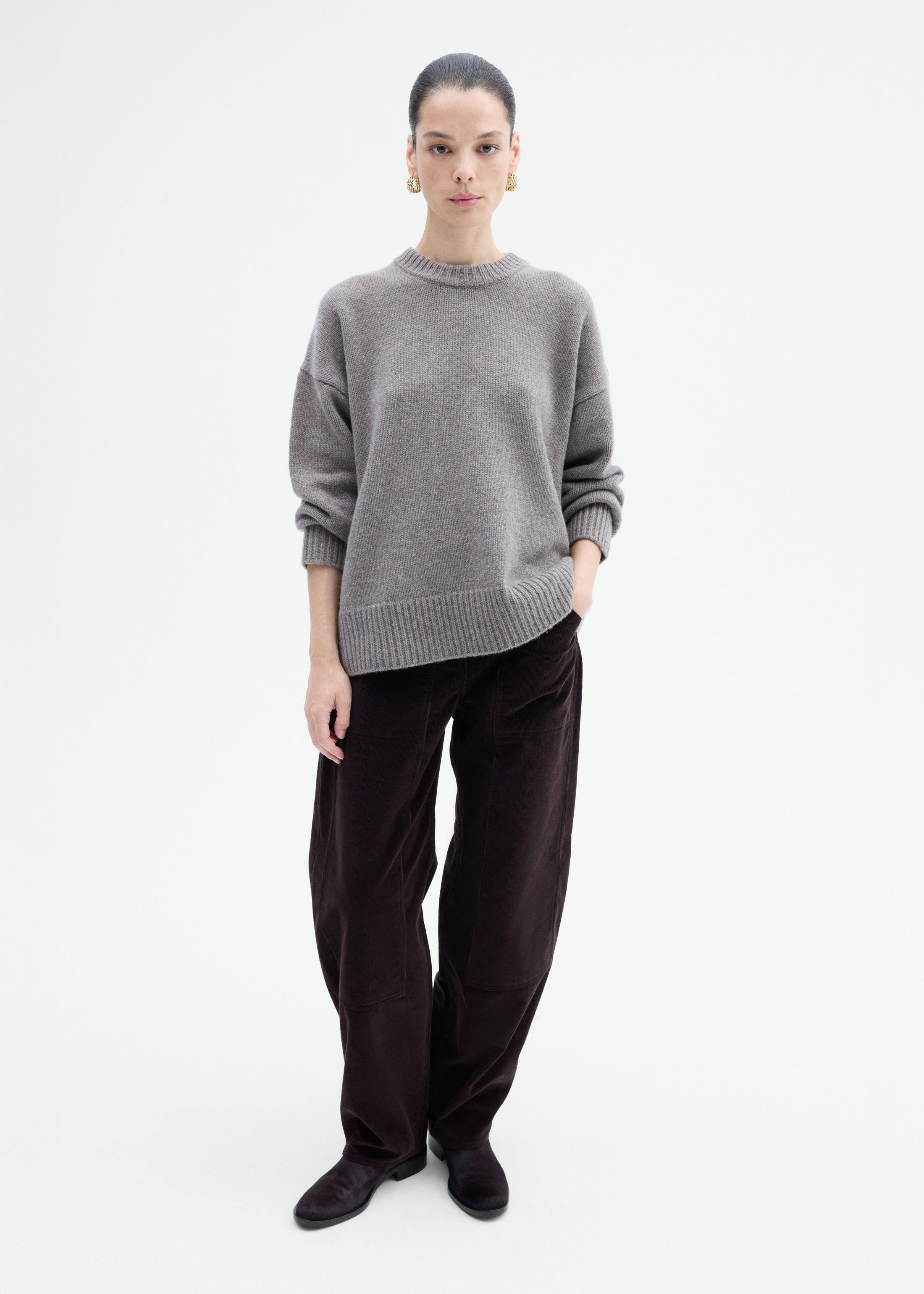 Boyfriend Crew Sweater in Wool Cashmere - 3