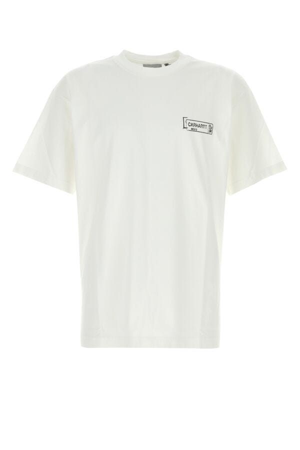 White cotton S/S Stamp T-Shirt - 1