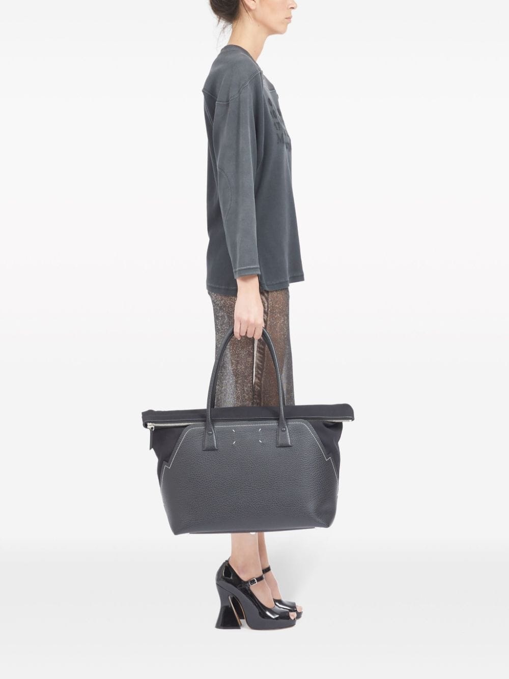 large 5AC leather tote bag - 3