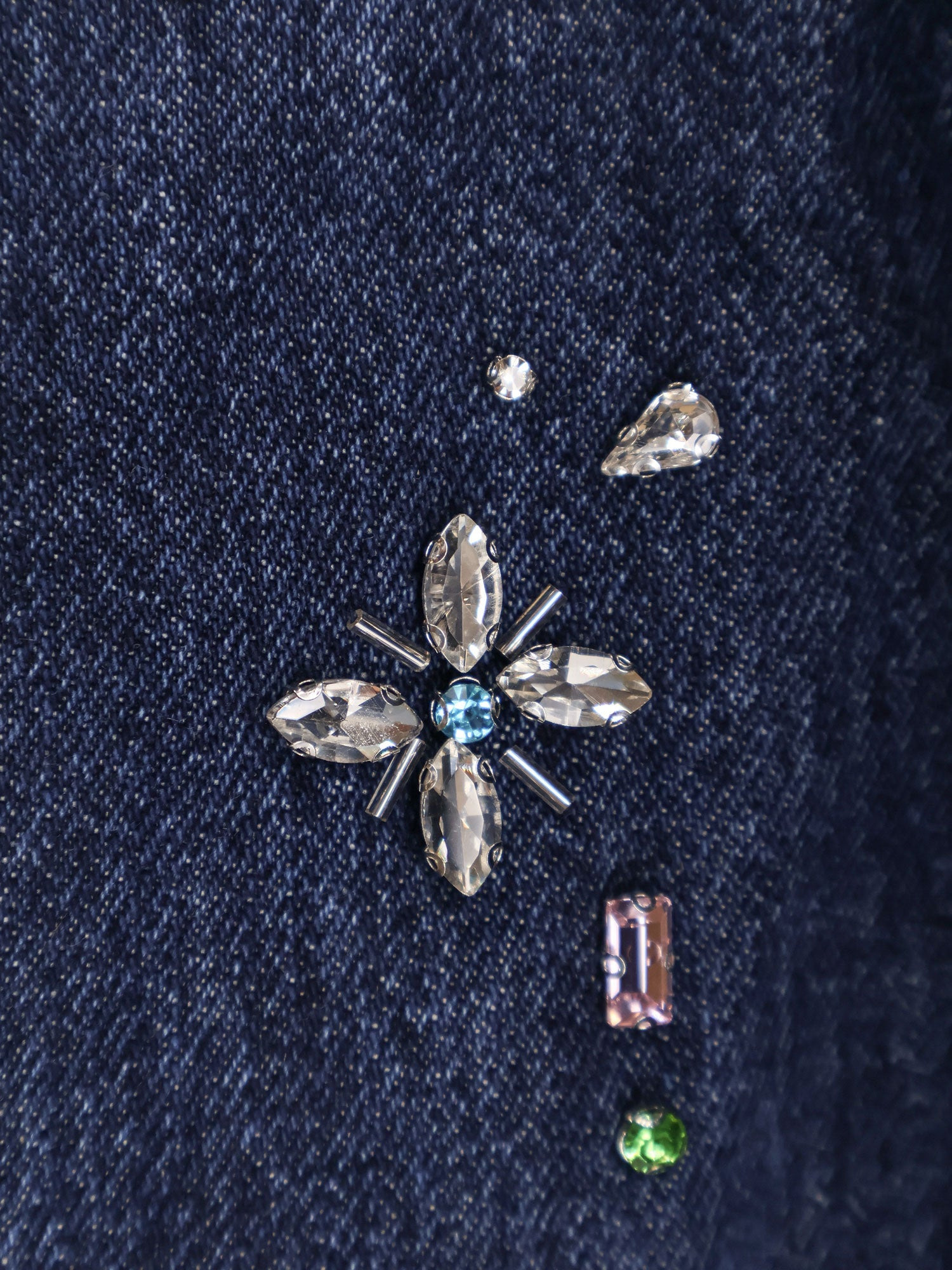 Self Portrait Wide Leg Jeans With Rhinsestones - 5
