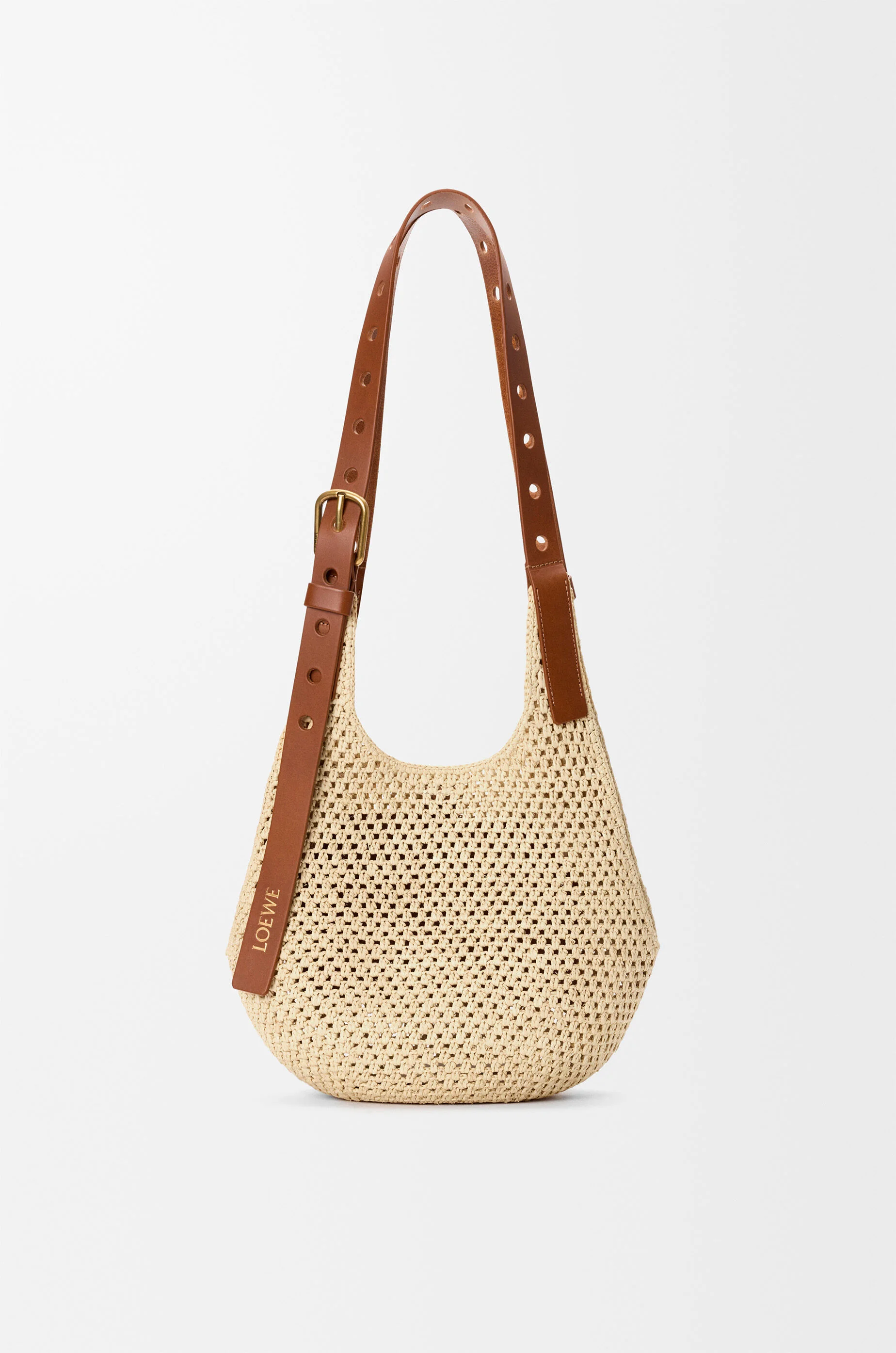 Small Punch Hole hobo in raffia and calfskin - 1