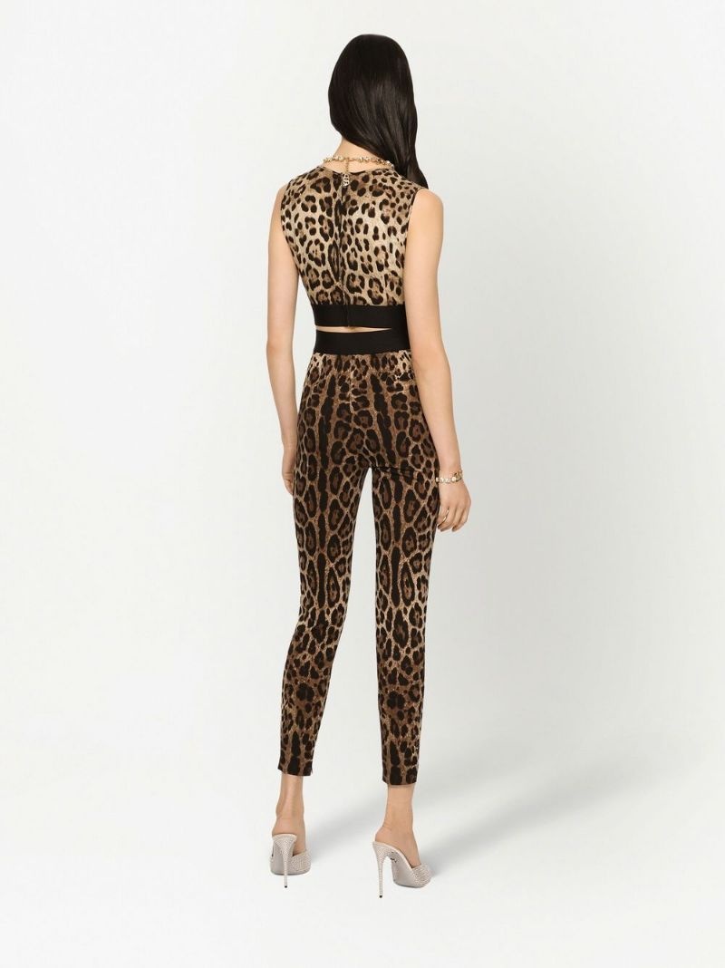leopard-print slim-cut leggings - 4