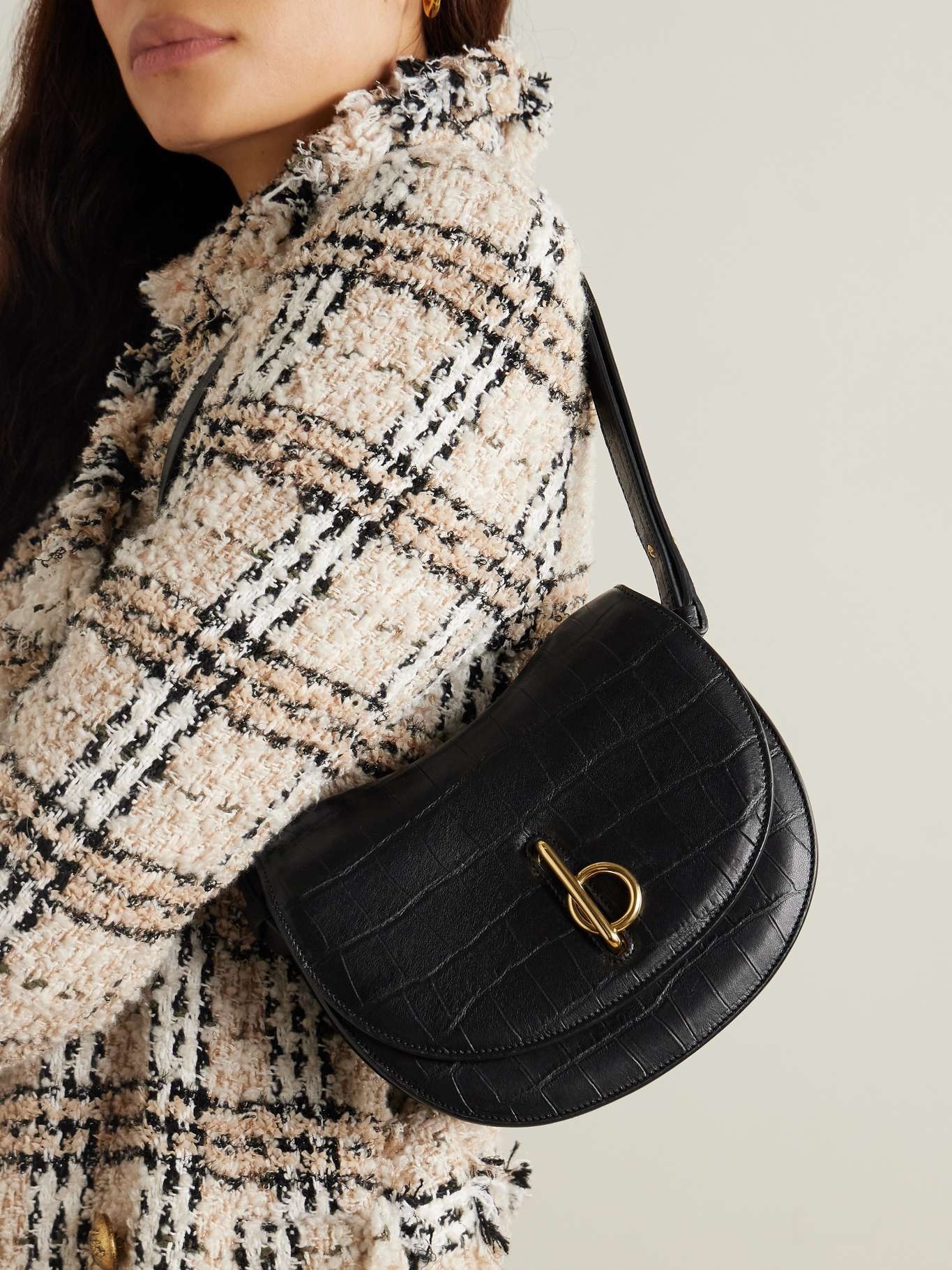 Croc-effect leather shoulder bag Unknown - 2