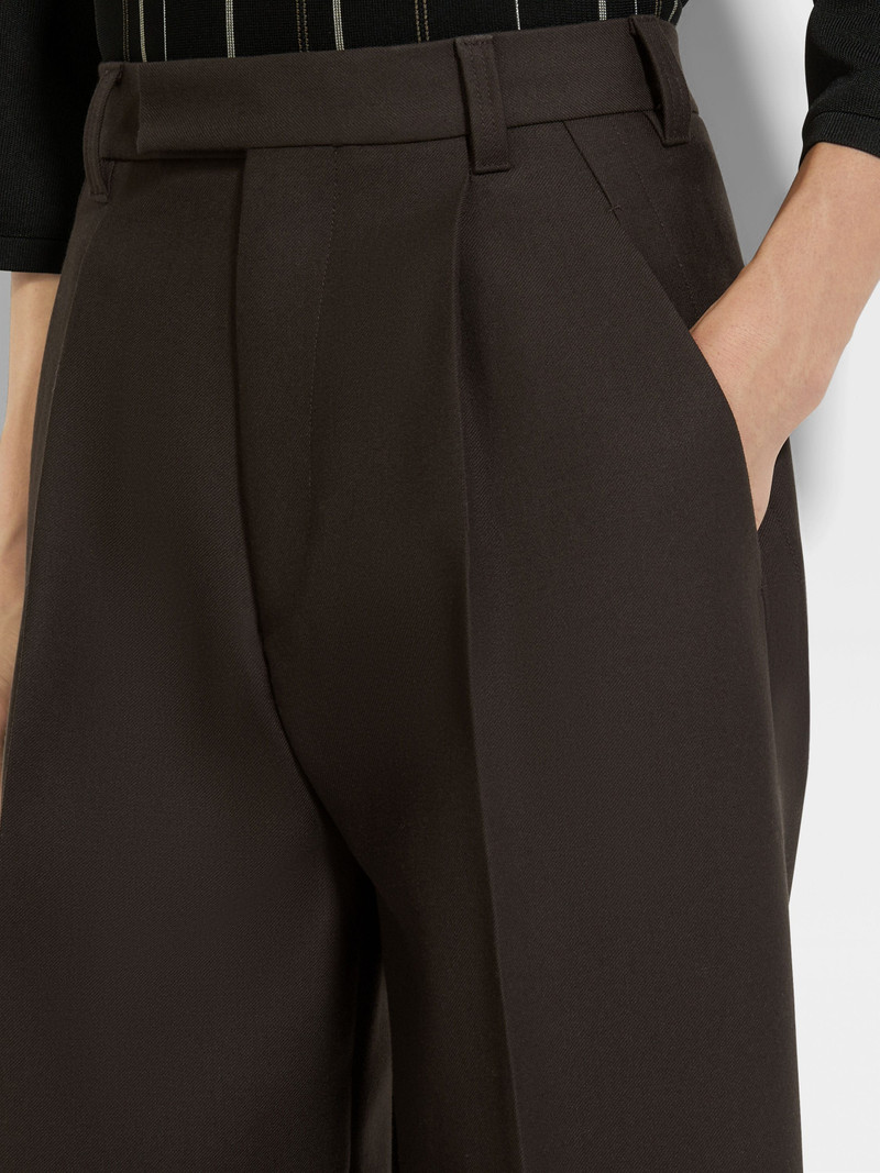 ZEGNA DARK BROWN OASI LINO PANTS outlook
