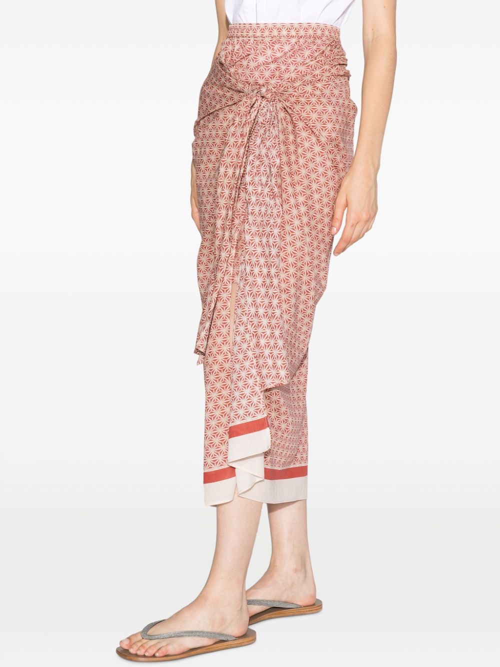 geometric-print knotted skirt - 5