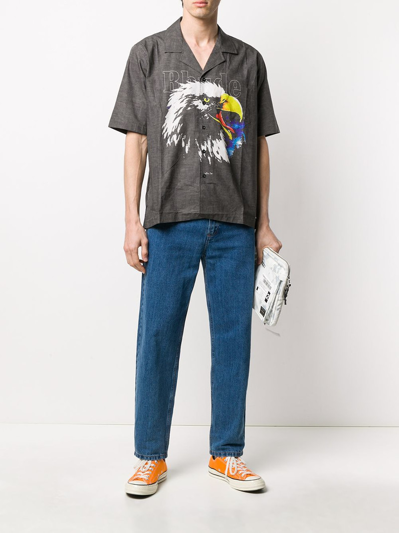 Rhude Eagle-print bowling shirt outlook