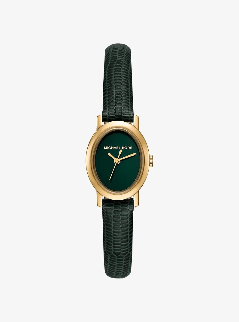 Petite Maude Gold-Tone and Lizard Embossed Leather Watch - 1