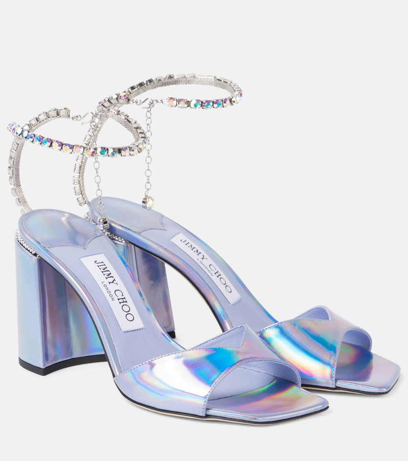 Saeda embellished metallic leather sandals 1