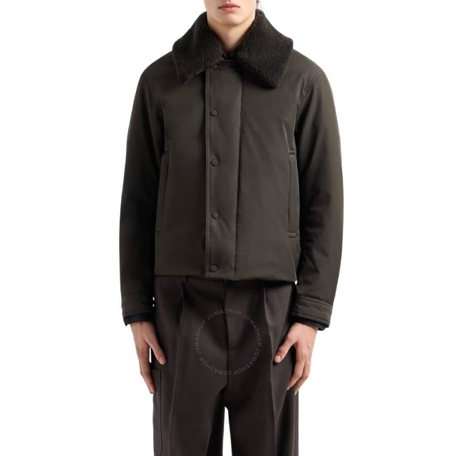 Emporio Armani Shearling Collar Nylon Twill Jacket - 2