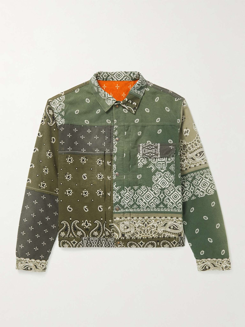 Slim-Fit Reversible Bandana-Print Felted Cotton Jacket 1