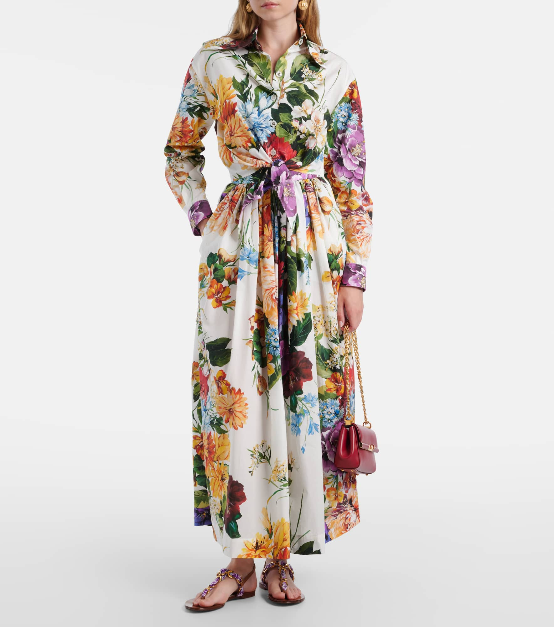 Floral gathered cotton maxi skirt - 2