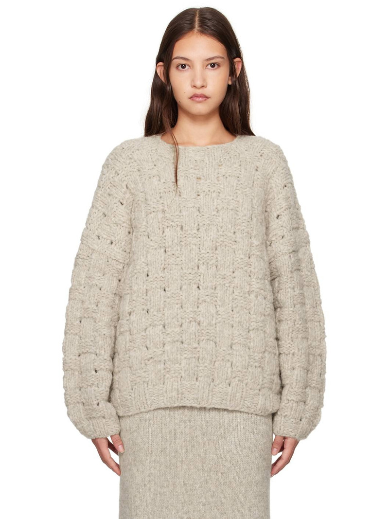 Gray Handknit Interlace Sweater 1