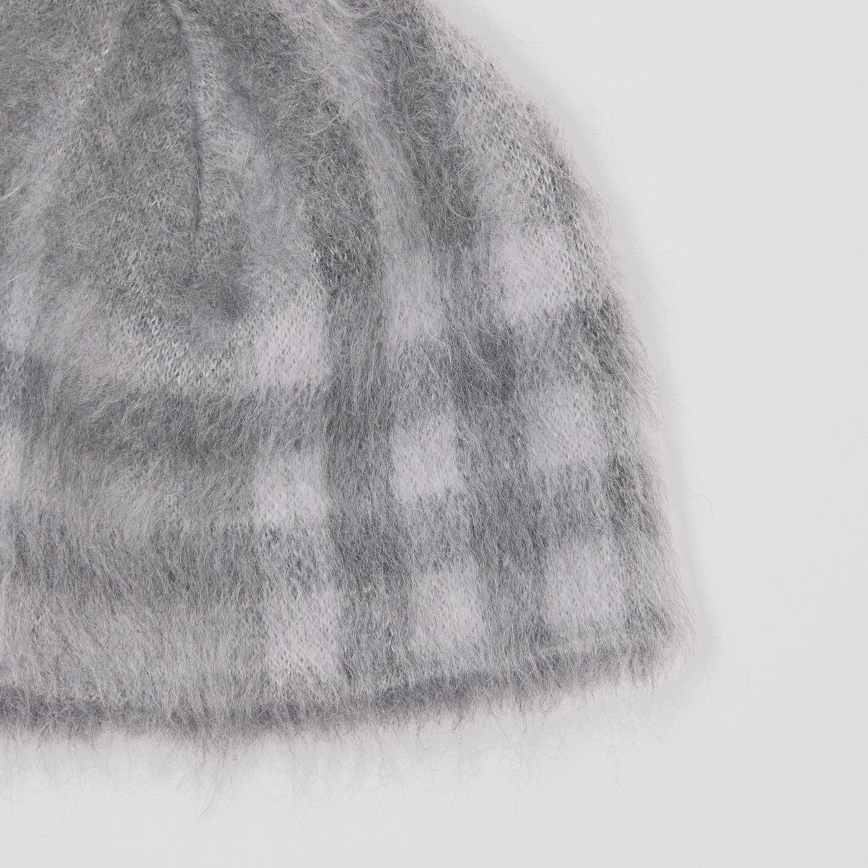 Check Mohair Silk Blend Beanie - 2