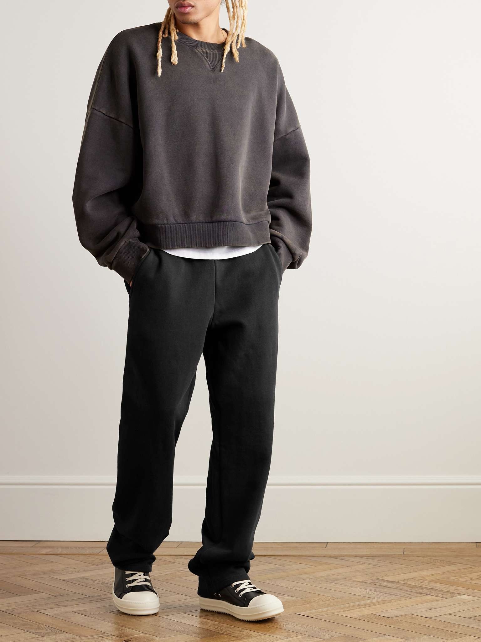 Straight-Leg Enzyme-Washed Cotton-Jersey Sweatpants - 2