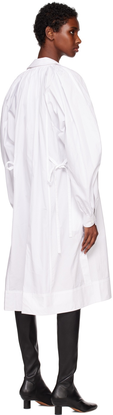 White Gathered Midi Dress - 3