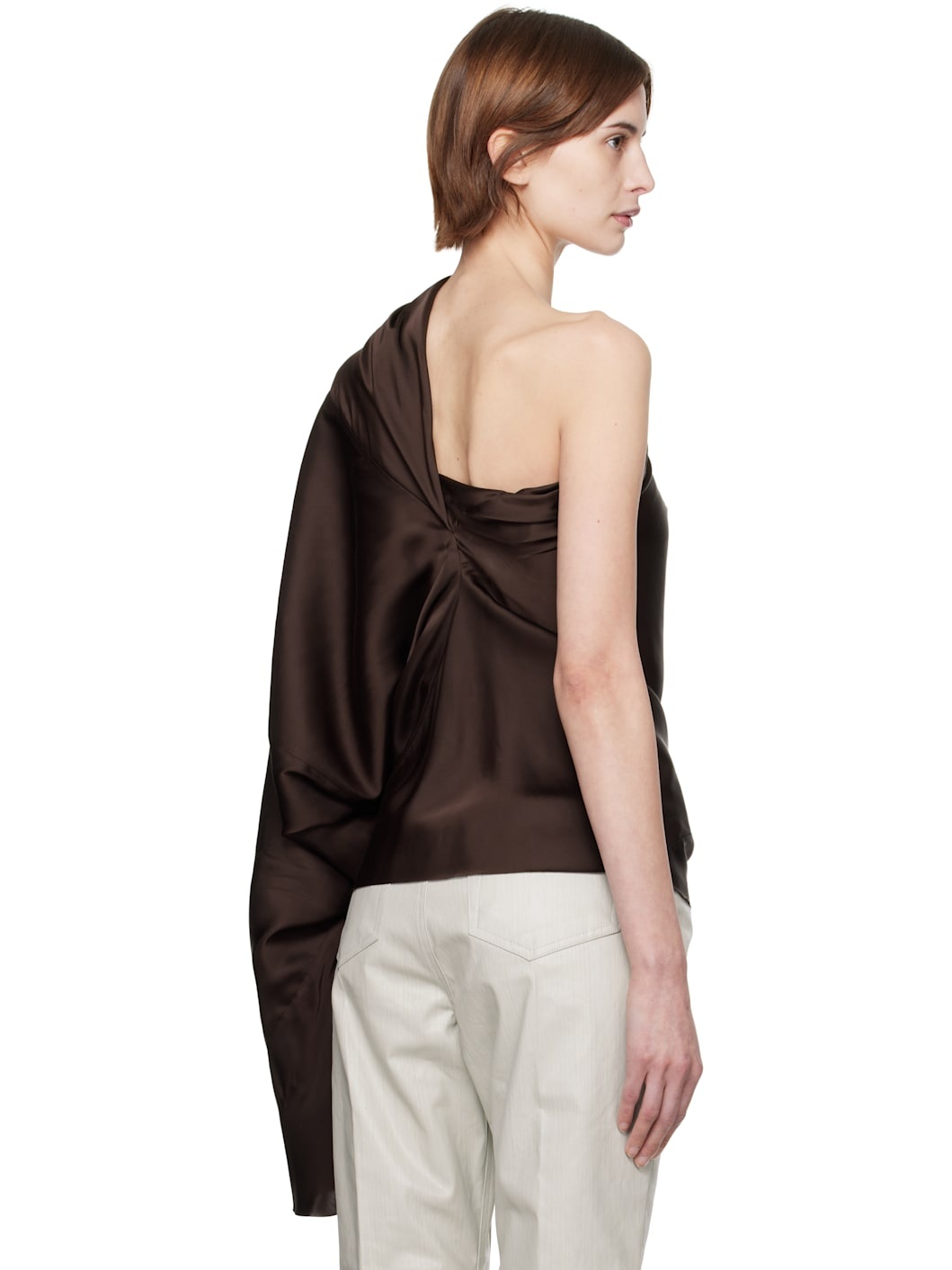 Brown Hollywood One Sleeve Top - 3