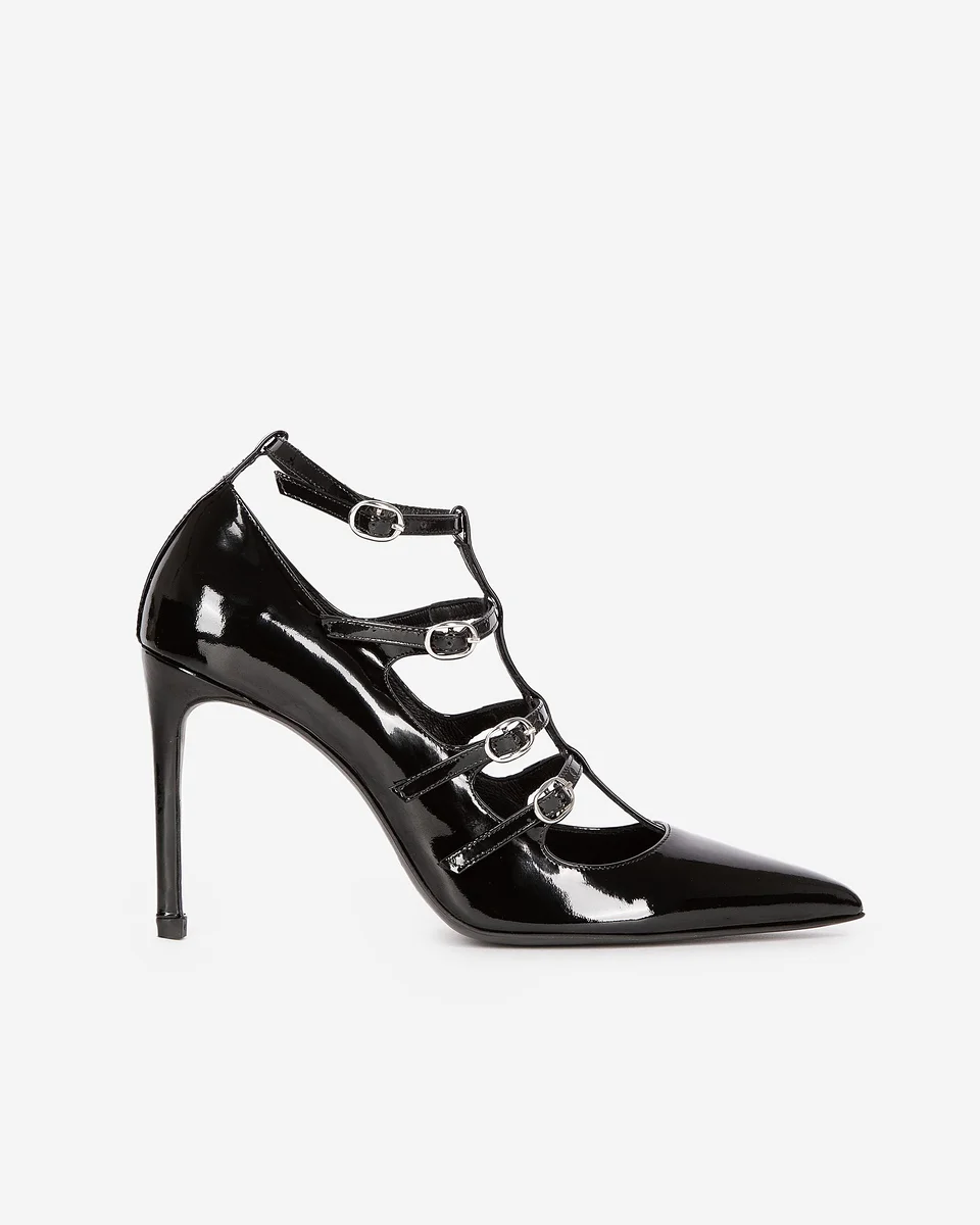 HEELED PUMPS WITH BLACK STRAPS - 1