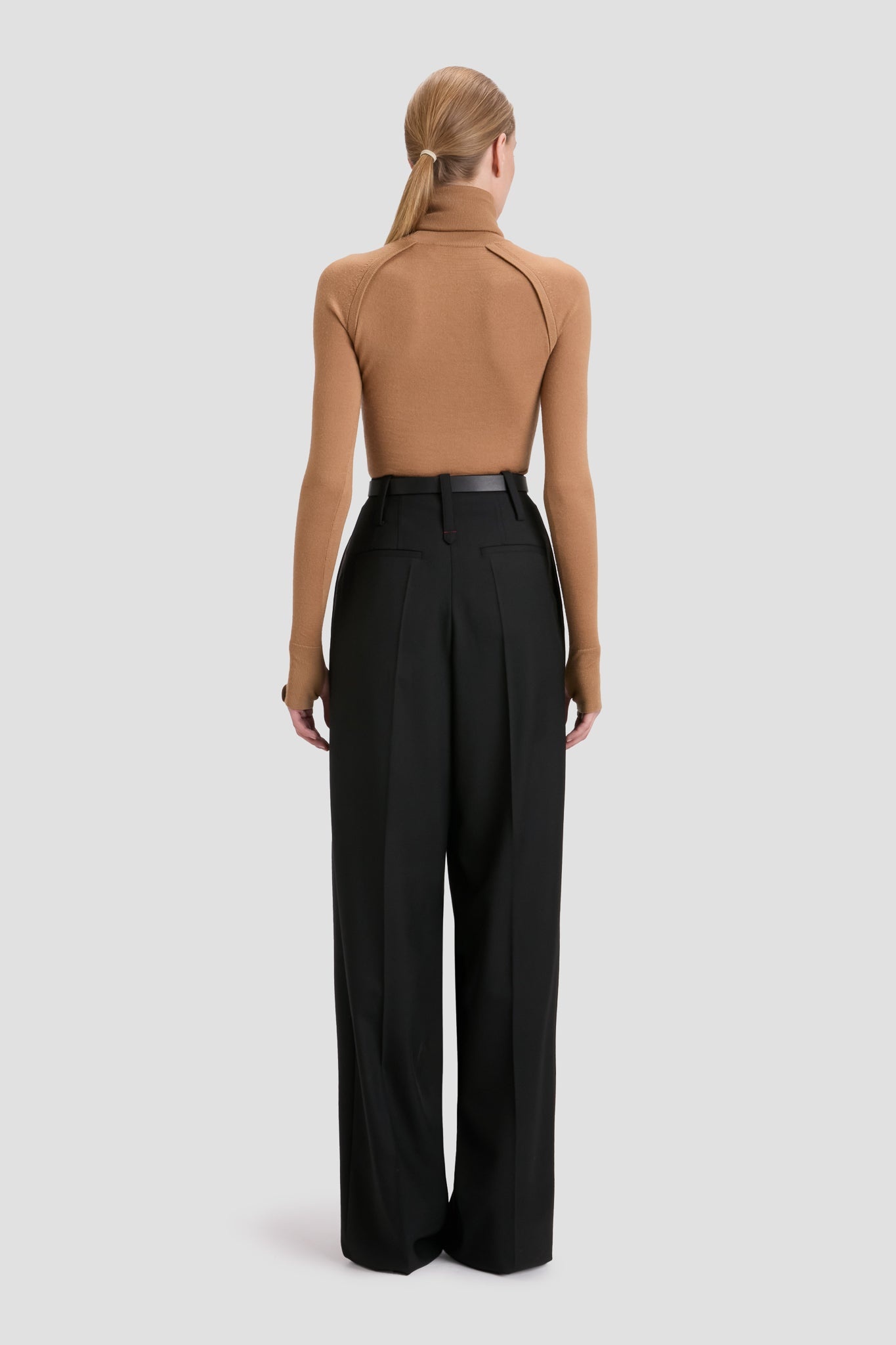 High Neck Top In Dark Camel - 4