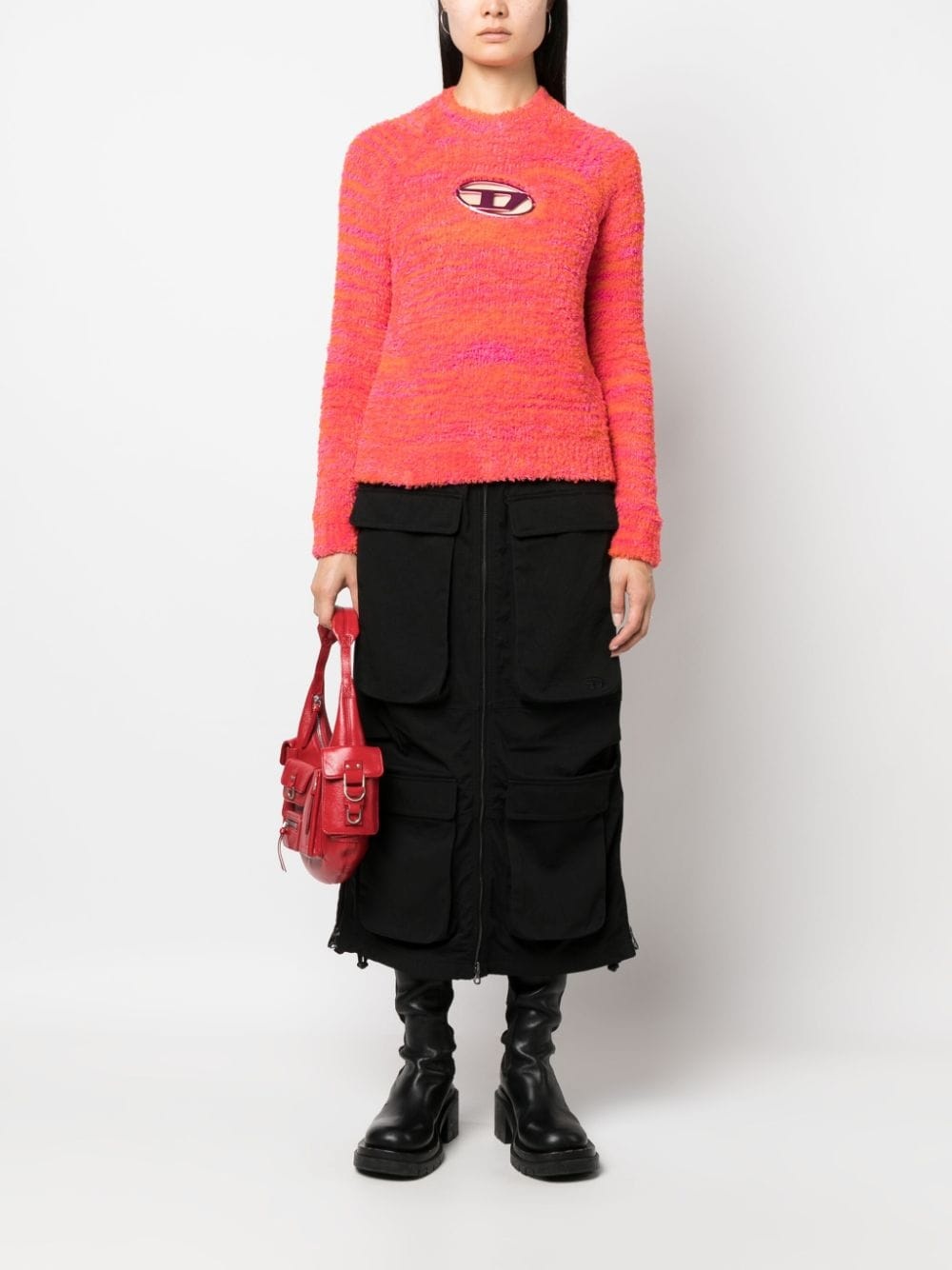 logo-plaque towelling-finish jumper - 2