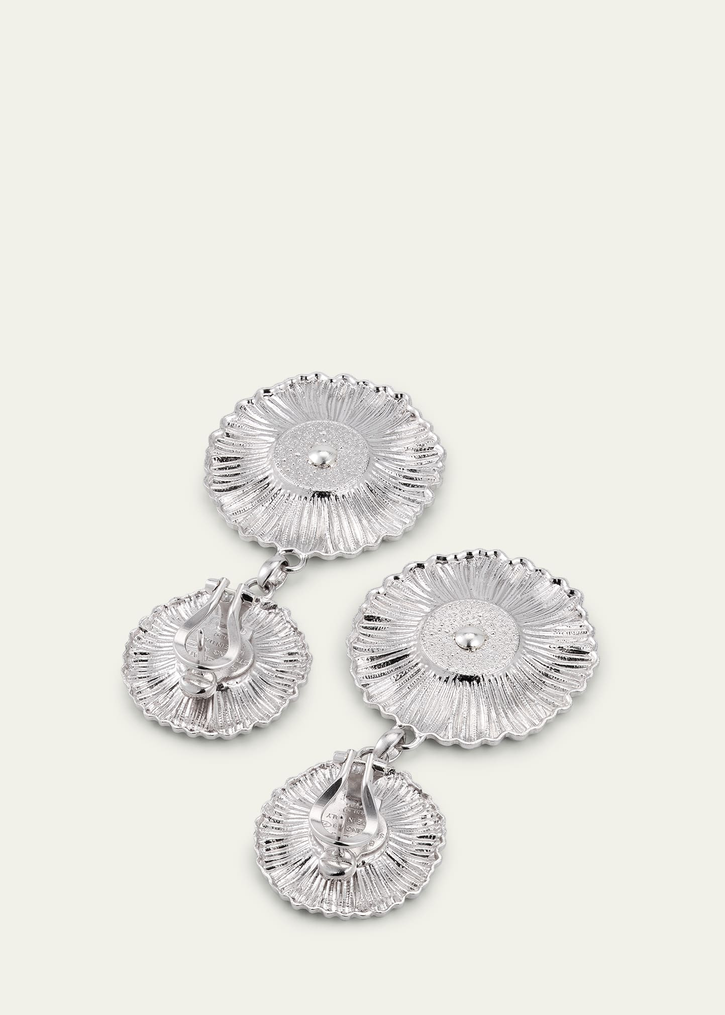 Blossoms Daisy Sterling Silver and 18K Yellow Gold Diamond Pendant Earrings, 7cm - 4