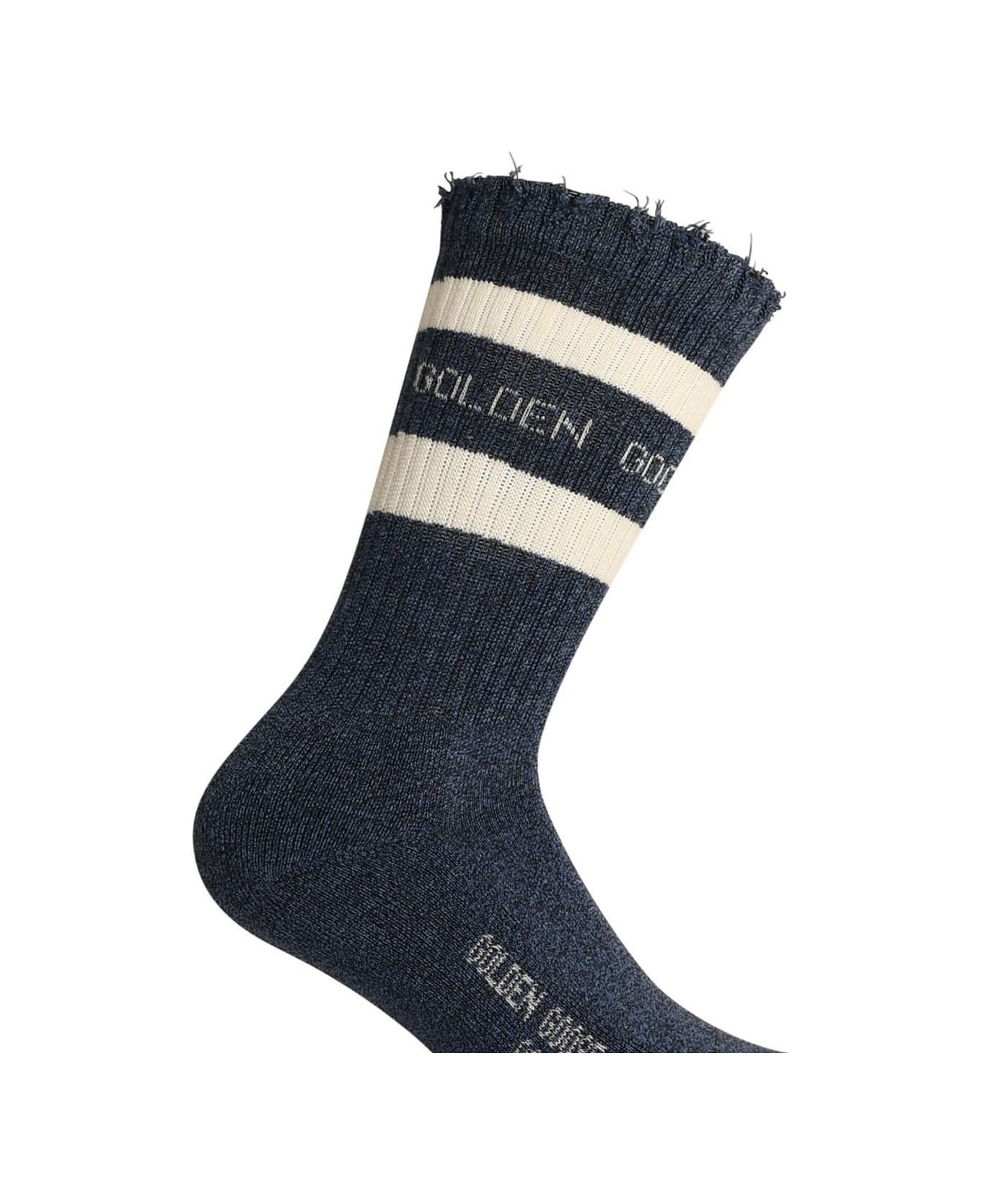 Blue Cotton Socks - 3