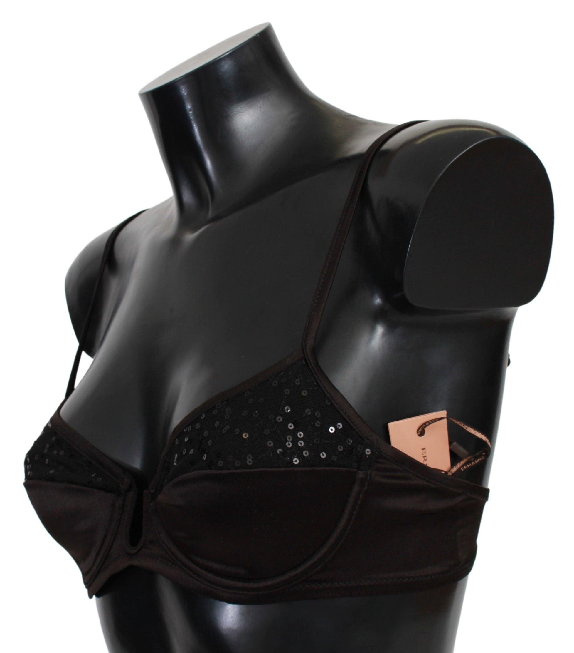 Ermanno Scervino - Ermanno Scervino Brown Sequined Balconcino Bra Underwear - 2