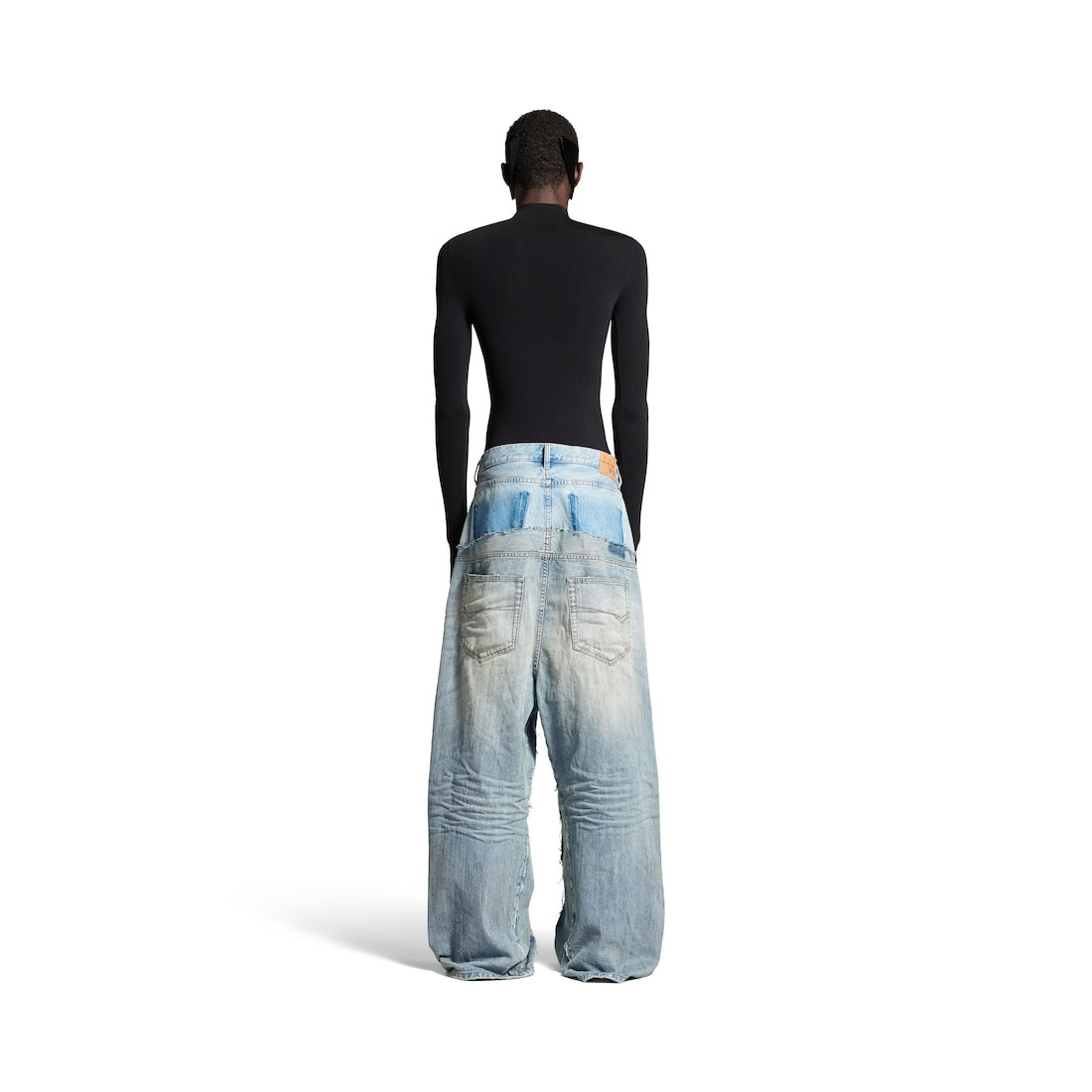 Men's Cut-up Baggy Pants in Blue - 5