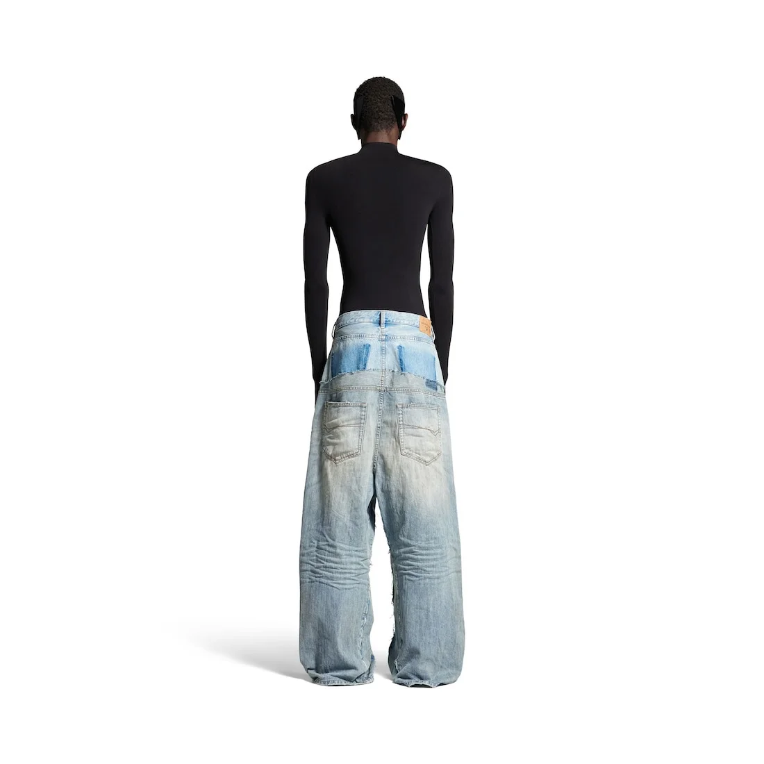BALENCIAGA Men's Cut-up Baggy Pants in Blue | REVERSIBLE